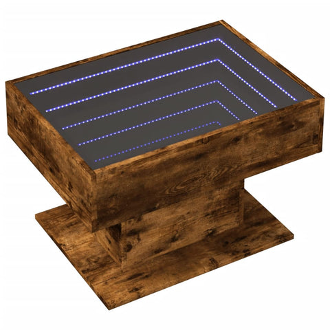 vidaXL Coffee Table with LED Smoked Oak 70x50x45 cm Engineered Wood