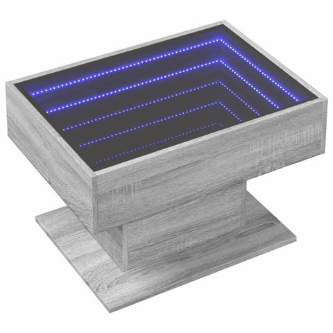 vidaXL Coffee Table with LED Grey Sonoma 70x50x45 cm Engineered Wood