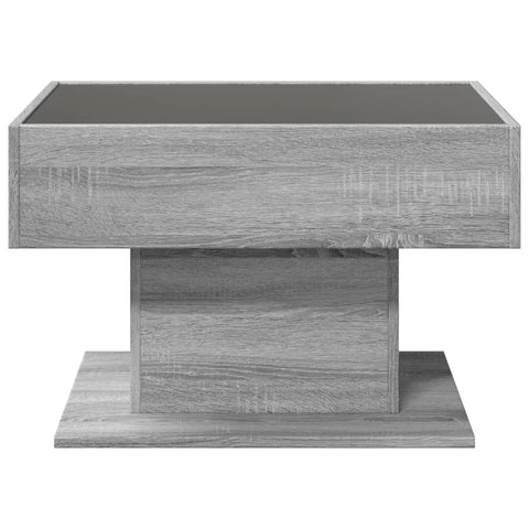 vidaXL Coffee Table with LED Grey Sonoma 70x50x45 cm Engineered Wood