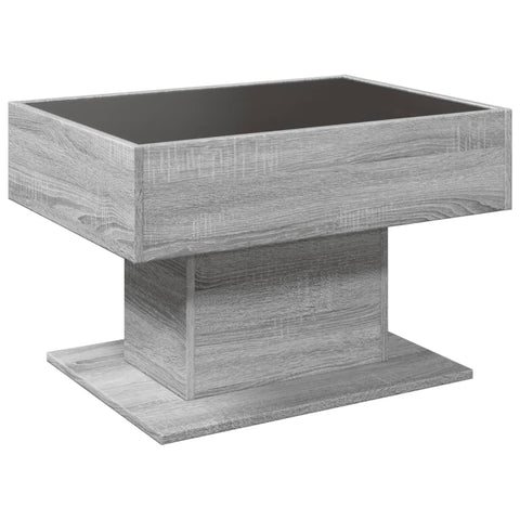 vidaXL Coffee Table with LED Grey Sonoma 70x50x45 cm Engineered Wood