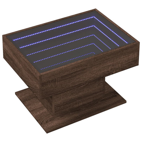 vidaXL Coffee Table with LED Brown Oak 70x50x45 cm Engineered Wood