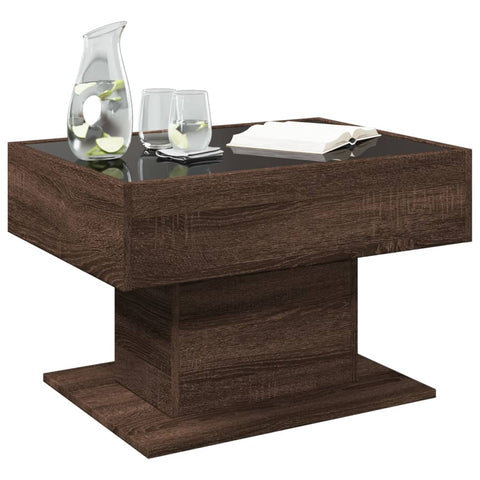 vidaXL Coffee Table with LED Brown Oak 70x50x45 cm Engineered Wood