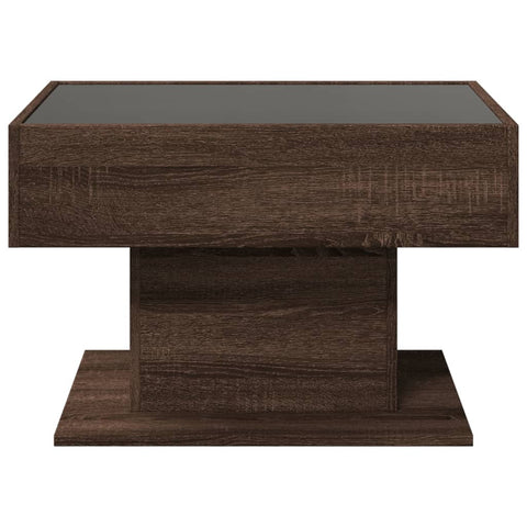 vidaXL Coffee Table with LED Brown Oak 70x50x45 cm Engineered Wood