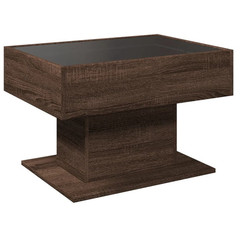 vidaXL Coffee Table with LED Brown Oak 70x50x45 cm Engineered Wood