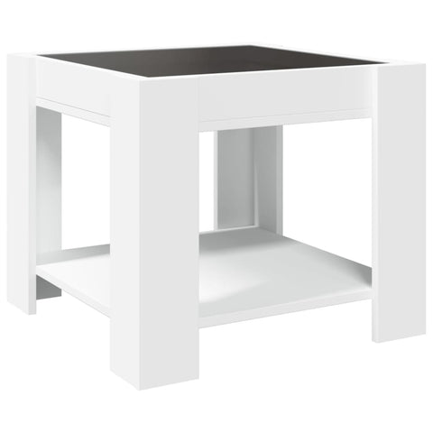 vidaXL Coffee Table with LED White 53x53x45 cm Engineered Wood