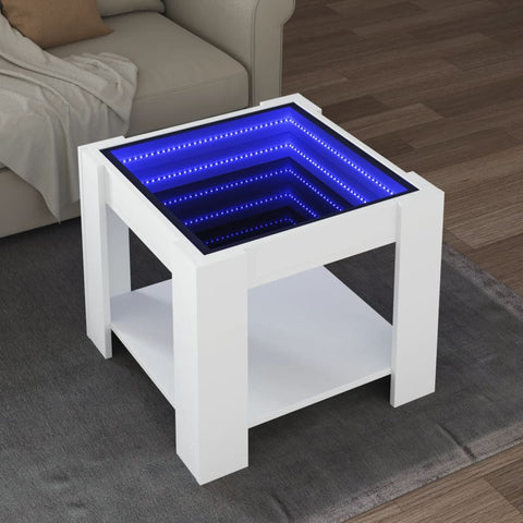 vidaXL Coffee Table with LED White 53x53x45 cm Engineered Wood
