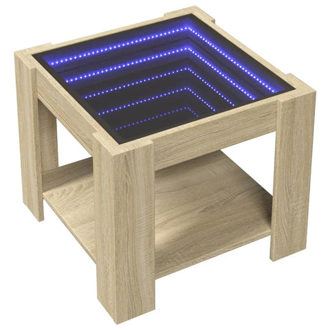 vidaXL Coffee Table with LED Sonoma Oak 53x53x45 cm Engineered Wood