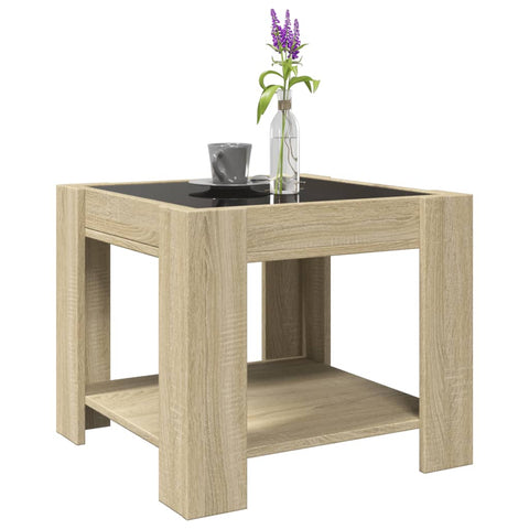 vidaXL Coffee Table with LED Sonoma Oak 53x53x45 cm Engineered Wood