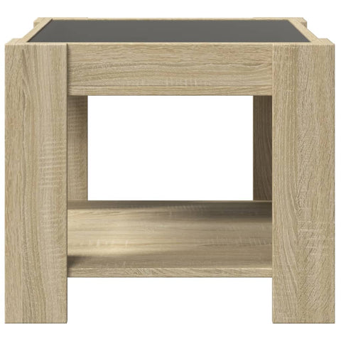 vidaXL Coffee Table with LED Sonoma Oak 53x53x45 cm Engineered Wood