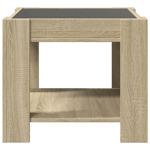 vidaXL Coffee Table with LED Sonoma Oak 53x53x45 cm Engineered Wood