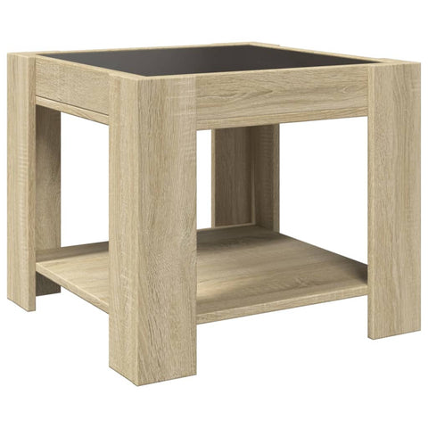 vidaXL Coffee Table with LED Sonoma Oak 53x53x45 cm Engineered Wood
