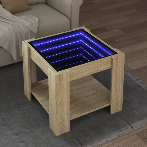 vidaXL Coffee Table with LED Sonoma Oak 53x53x45 cm Engineered Wood