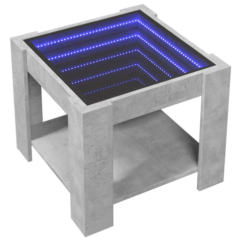 vidaXL Coffee Table with LED Concrete Grey 53x53x45 cm Engineered Wood