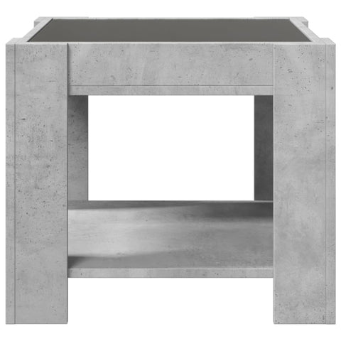 vidaXL Coffee Table with LED Concrete Grey 53x53x45 cm Engineered Wood