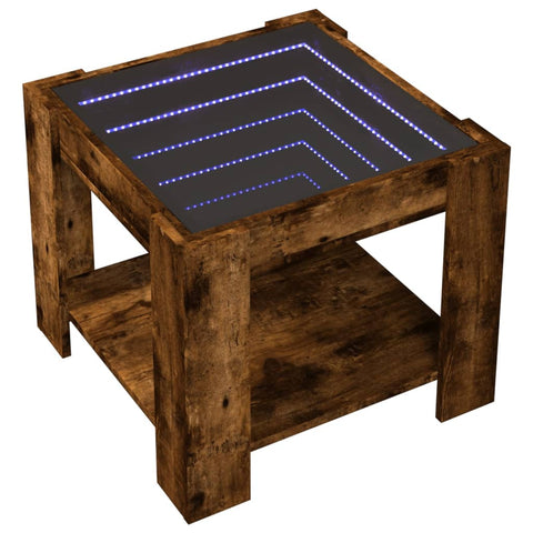 vidaXL Coffee Table with LED Smoked Oak 53x53x45 cm Engineered Wood