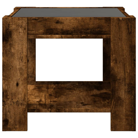 vidaXL Coffee Table with LED Smoked Oak 53x53x45 cm Engineered Wood