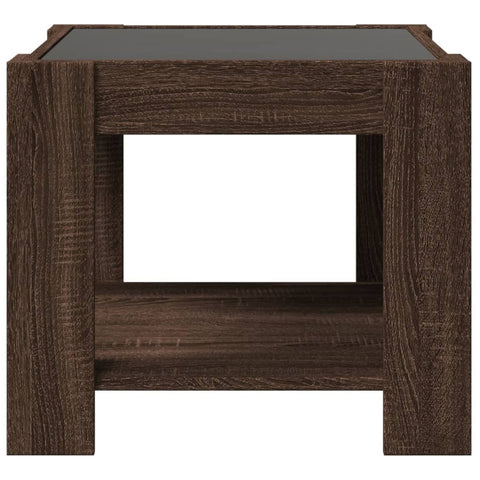 vidaXL Coffee Table with LED Brown Oak 53x53x45 cm Engineered Wood
