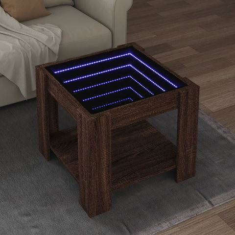 vidaXL Coffee Table with LED Brown Oak 53x53x45 cm Engineered Wood