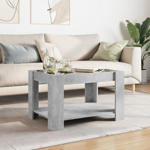 vidaXL Coffee Table with LED Concrete Grey 73x53x45 cm Engineered Wood