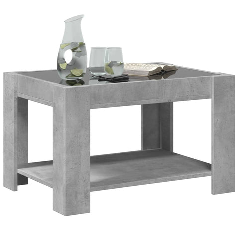 vidaXL Coffee Table with LED Concrete Grey 73x53x45 cm Engineered Wood
