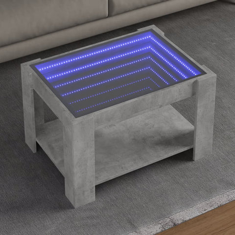 vidaXL Coffee Table with LED Concrete Grey 73x53x45 cm Engineered Wood