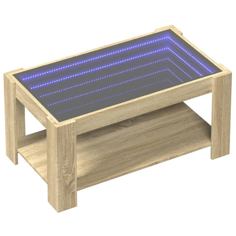 vidaXL Coffee Table with LED Sonoma Oak 93x53x45 cm Engineered Wood