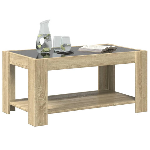 vidaXL Coffee Table with LED Sonoma Oak 93x53x45 cm Engineered Wood