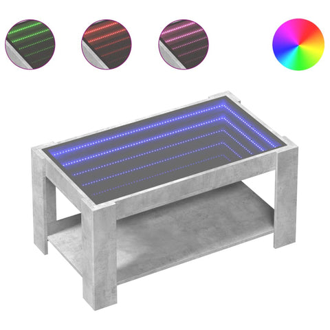 vidaXL Coffee Table with LED Concrete Grey 93x53x45 cm Engineered Wood