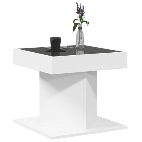 vidaXL Coffee Table with LED White 50x50x45 cm Engineered Wood