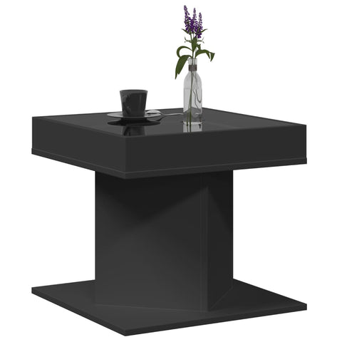 vidaXL Coffee Table with LED Black 50x50x45 cm Engineered Wood
