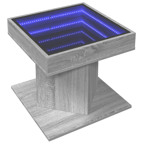 vidaXL Coffee Table with LED Grey Sonoma 50x50x45 cm Engineered Wood