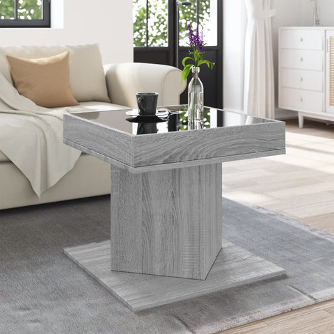 vidaXL Coffee Table with LED Grey Sonoma 50x50x45 cm Engineered Wood
