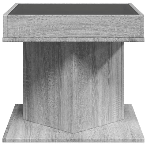 vidaXL Coffee Table with LED Grey Sonoma 50x50x45 cm Engineered Wood