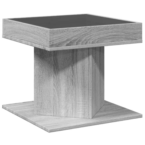 vidaXL Coffee Table with LED Grey Sonoma 50x50x45 cm Engineered Wood