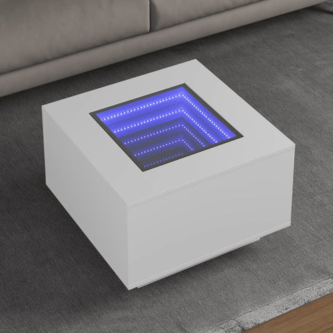 vidaXL Coffee Table with LED White 60x60x40 cm Engineered Wood
