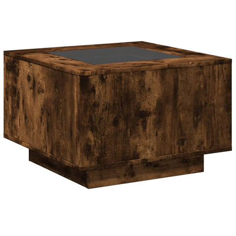 vidaXL Coffee Table with LED Smoked Oak 60x60x40 cm Engineered Wood