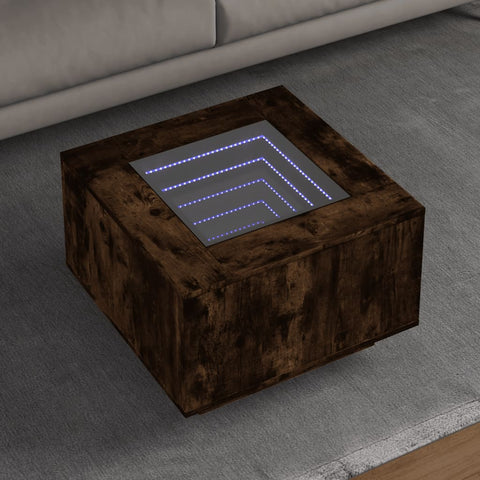 vidaXL Coffee Table with LED Smoked Oak 60x60x40 cm Engineered Wood