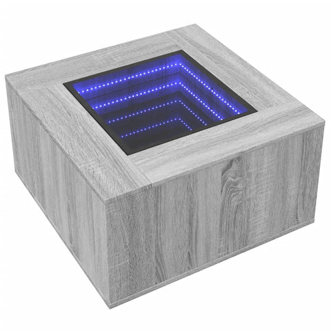 vidaXL Coffee Table with LED Grey Sonoma 60x60x40 cm Engineered Wood