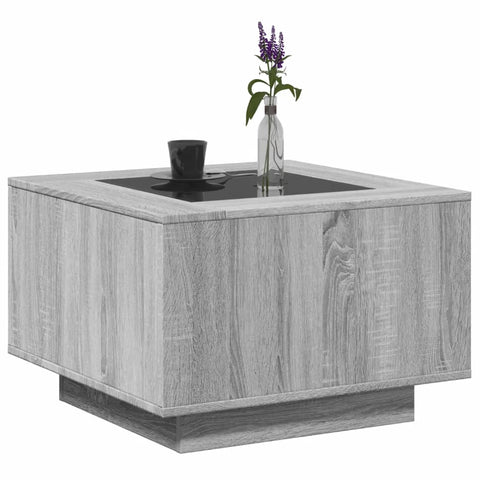 vidaXL Coffee Table with LED Grey Sonoma 60x60x40 cm Engineered Wood
