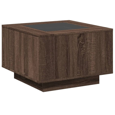 vidaXL Coffee Table with LED Brown Oak 60x60x40 cm Engineered Wood