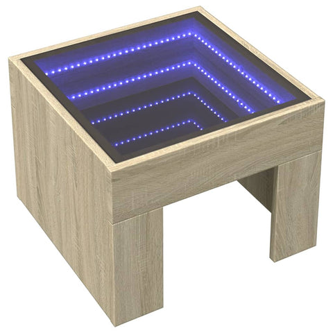 vidaXL Coffee Table with Infinity LED Sonoma Oak 40x40x30 cm
