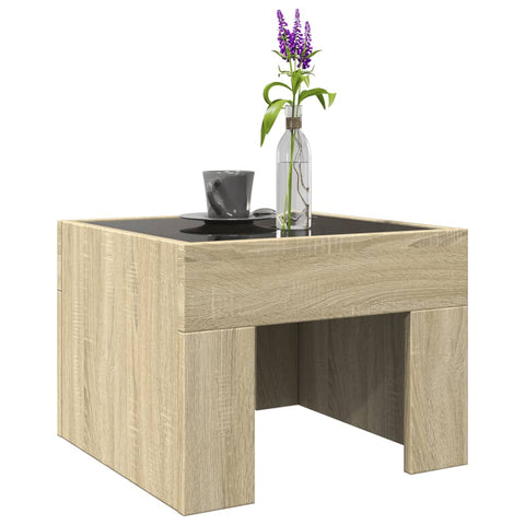 vidaXL Coffee Table with Infinity LED Sonoma Oak 40x40x30 cm