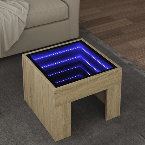 vidaXL Coffee Table with Infinity LED Sonoma Oak 40x40x30 cm