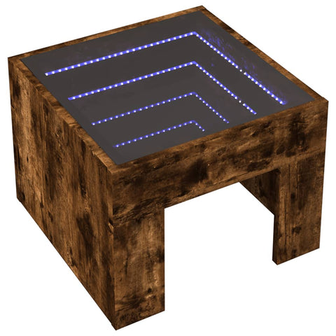 vidaXL Coffee Table with Infinity LED Smoked Oak 40x40x30 cm