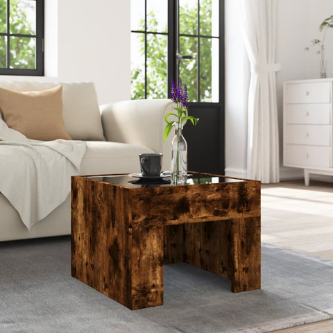 vidaXL Coffee Table with Infinity LED Smoked Oak 40x40x30 cm
