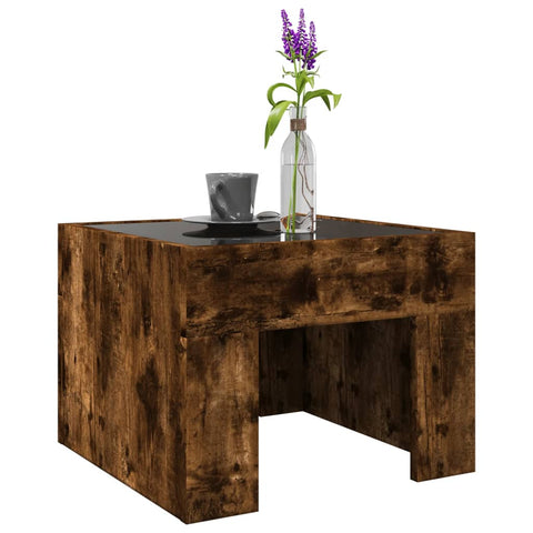 vidaXL Coffee Table with Infinity LED Smoked Oak 40x40x30 cm
