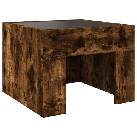 vidaXL Coffee Table with Infinity LED Smoked Oak 40x40x30 cm
