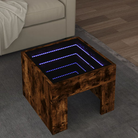 vidaXL Coffee Table with Infinity LED Smoked Oak 40x40x30 cm