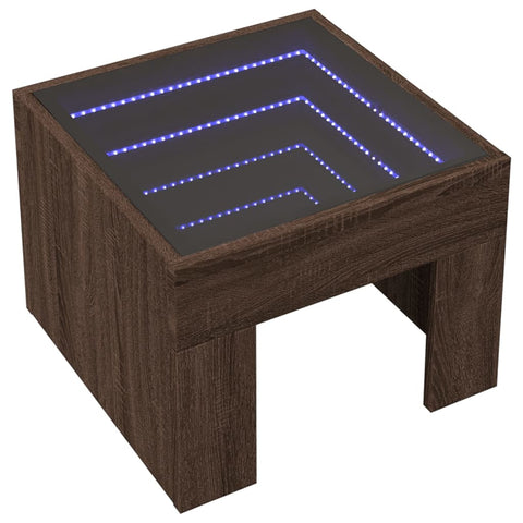 vidaXL Coffee Table with Infinity LED Brown Oak 40x40x30 cm