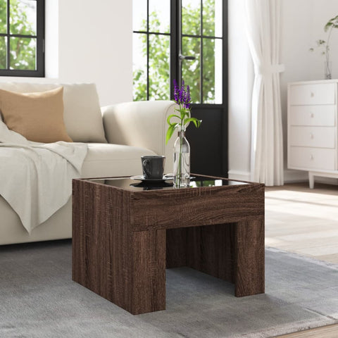 vidaXL Coffee Table with Infinity LED Brown Oak 40x40x30 cm